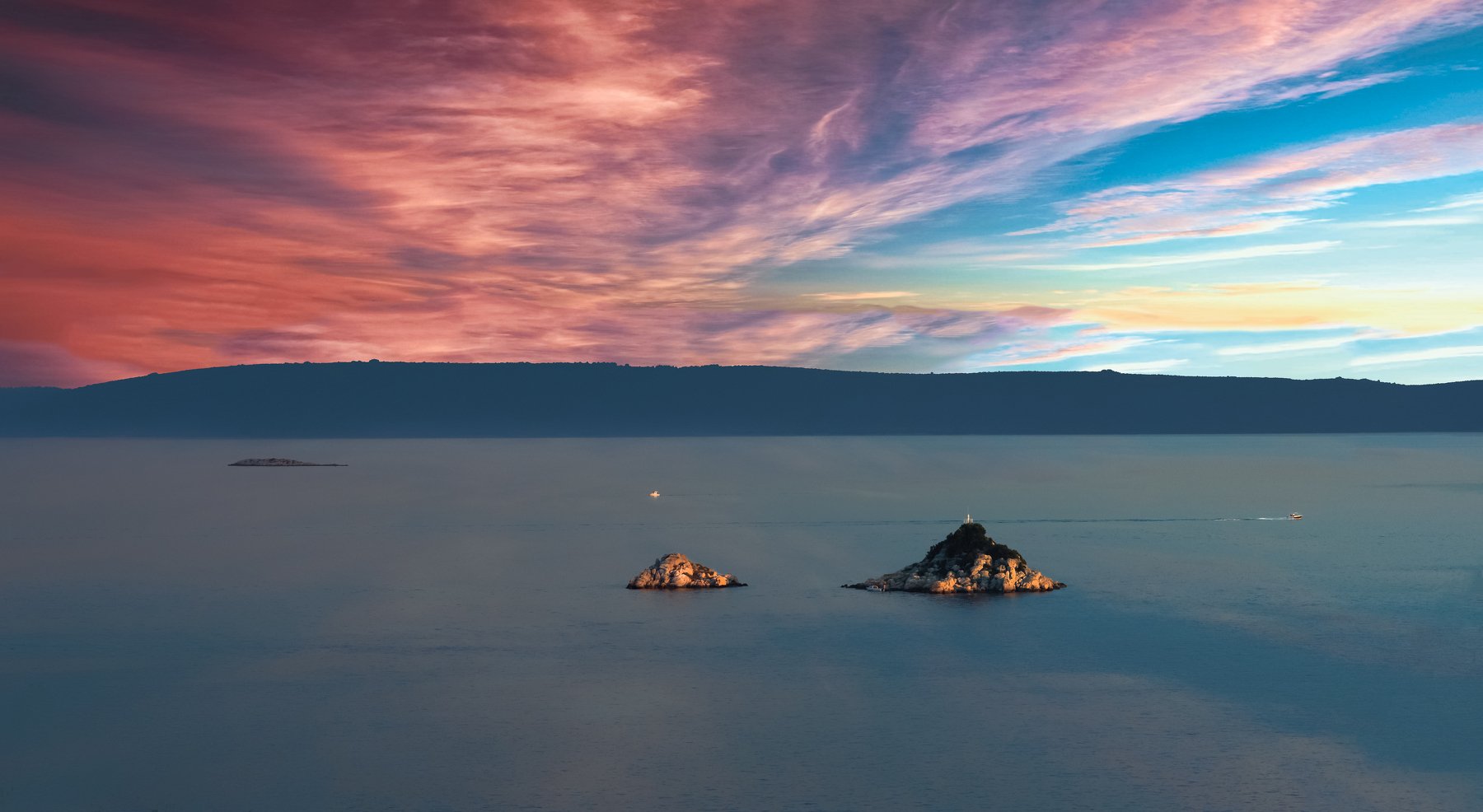 Color, Croatia, Fire, Island, Islands, Landscape, Light, Red, Sea, Sunset, Сергей Нестеров
