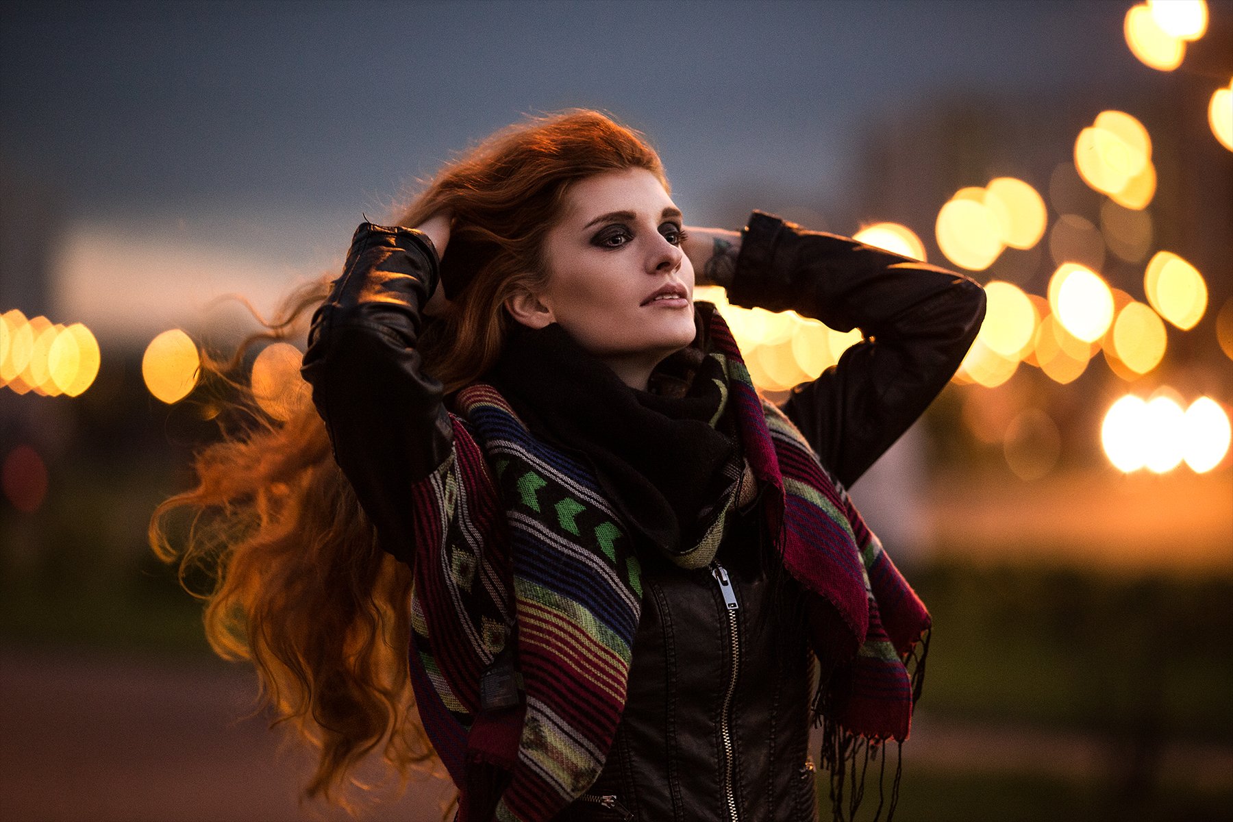 Evening, Face, Light, Orange, Portrait, Redhead, Street, Вечер, Портрет, Рыжая, Улица, Александр Чуприна