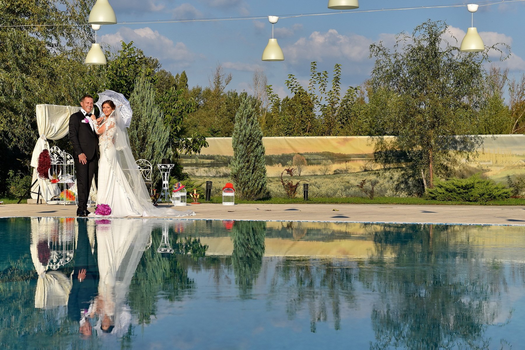 bride, groom, nature, sky, clouds, colors, married, reflection, water, Sorin Lazar Photography