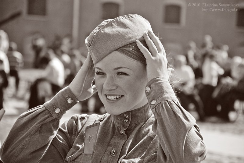 солдатка, военное, форма, 9мая, портрет, улыбка, девушка, Ekaterina Samorukova