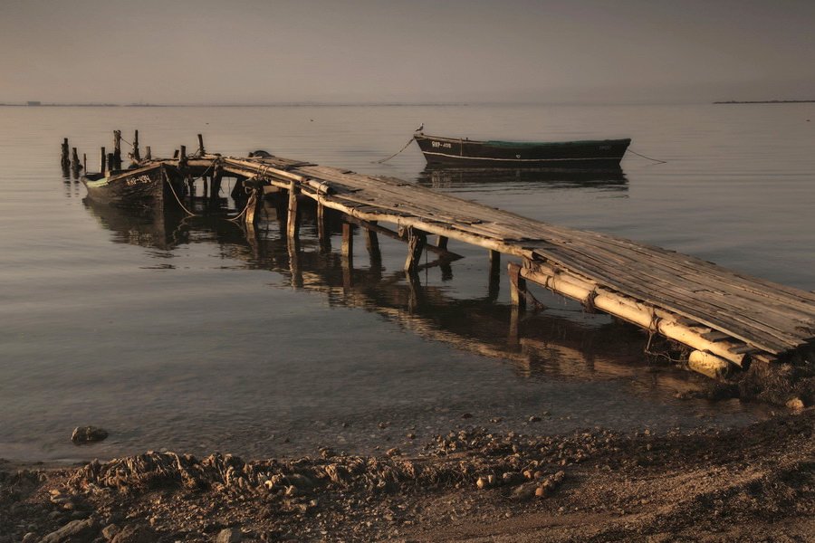 причал,лодка,утро, Андрей  Золочевский