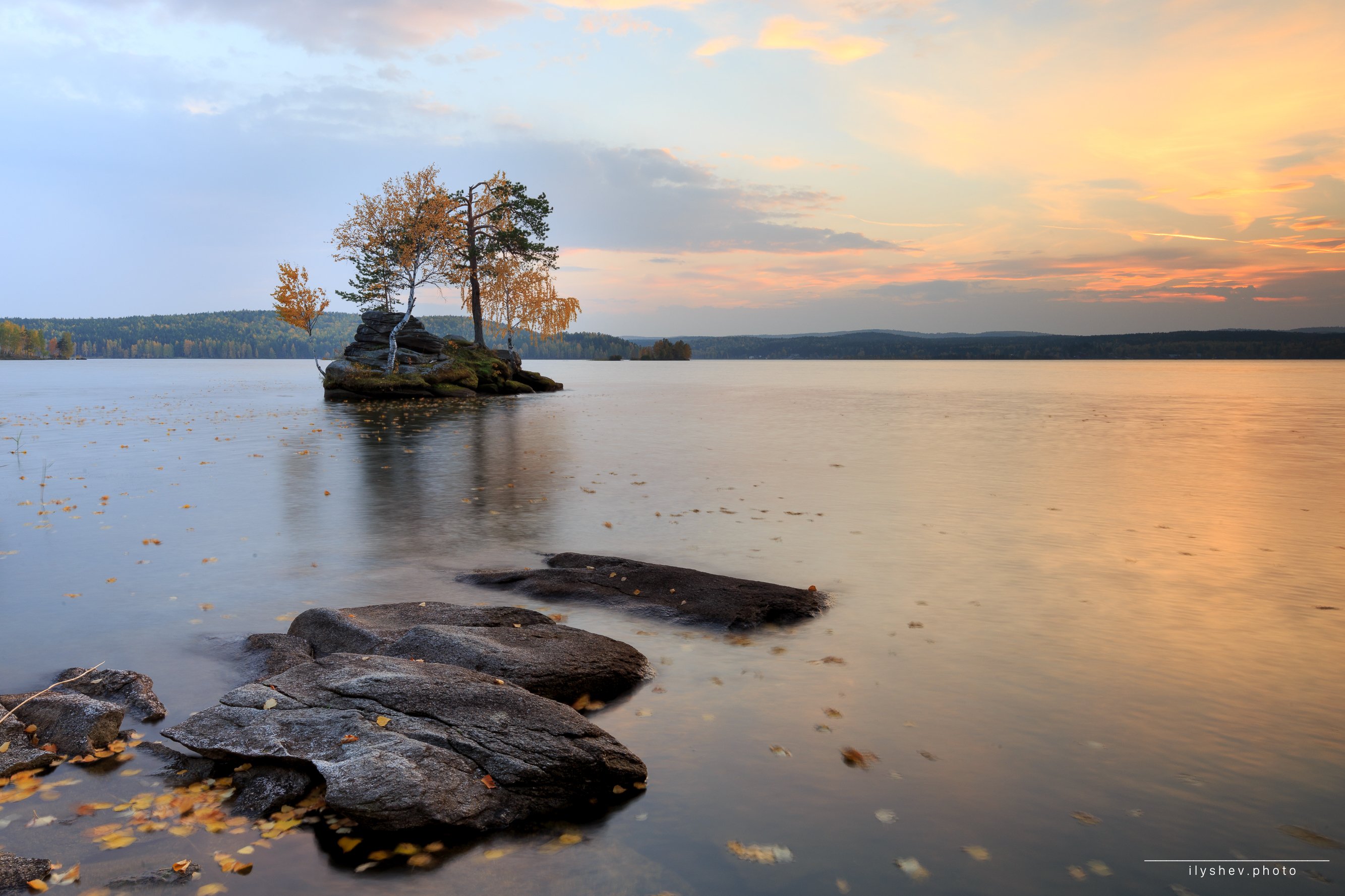 озеро, закат, осень, таватуй, урал, россия, пейзаж, природа, бонсай,, Dmitry Ilyshev