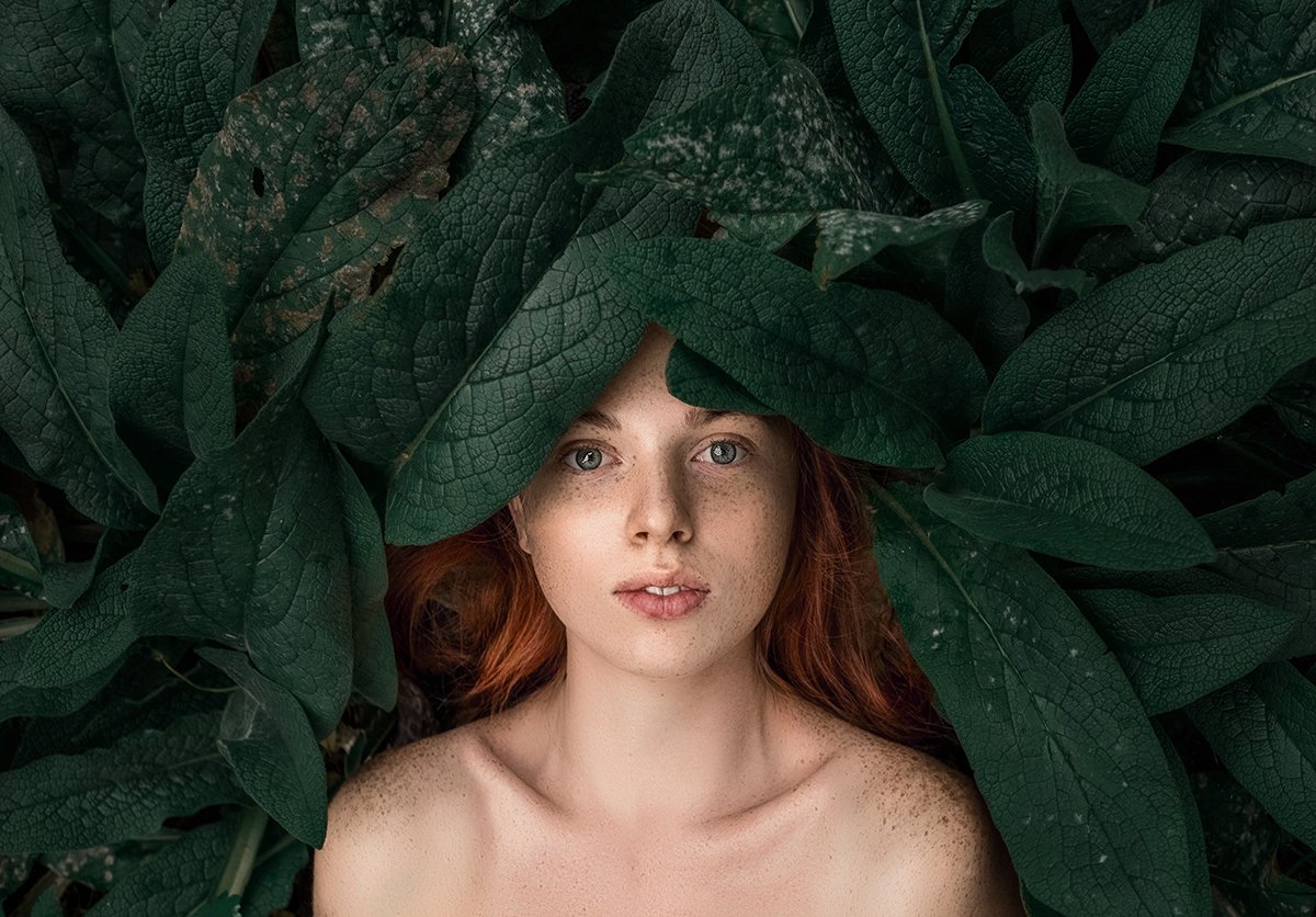 девушка портрет арт сказка лицо волосы глаза рыжая веснушки, Комарова Настя