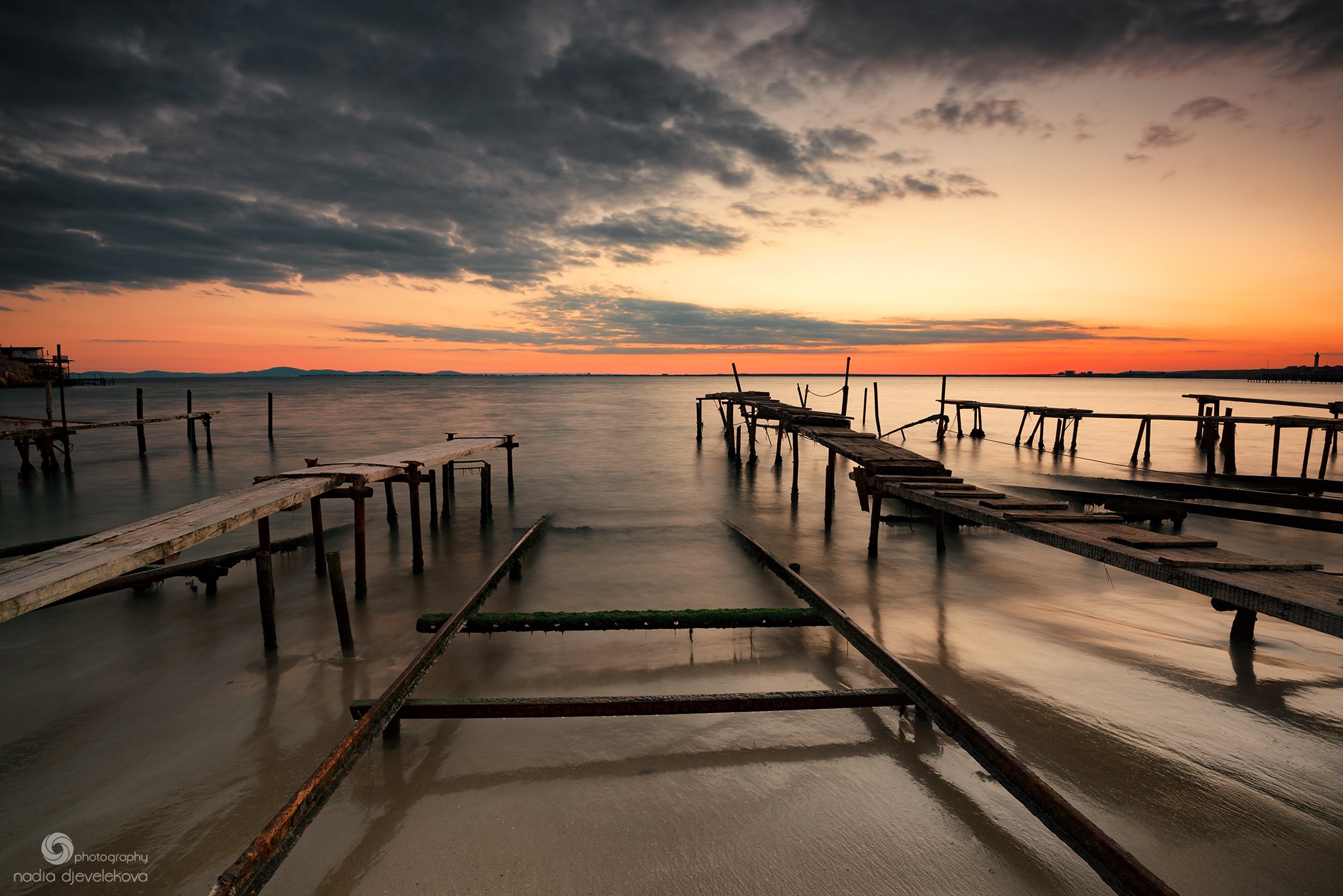 sunset, clouds, cloudscape, sky, autumn, sea, sun, Надя Джевелекова