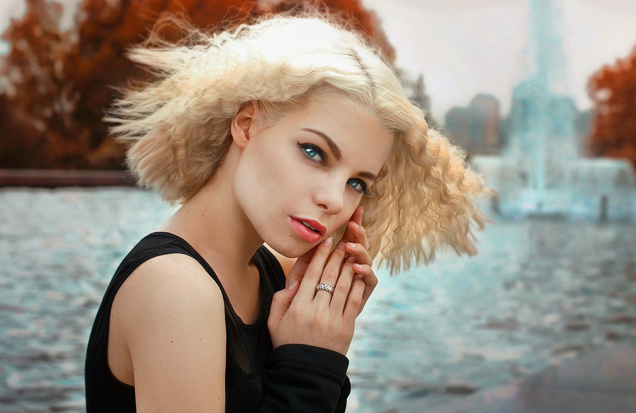 Blond, Blue eyes, Emotion, Girl, Portrait, Street, Style, Портрет, Kerry Moore