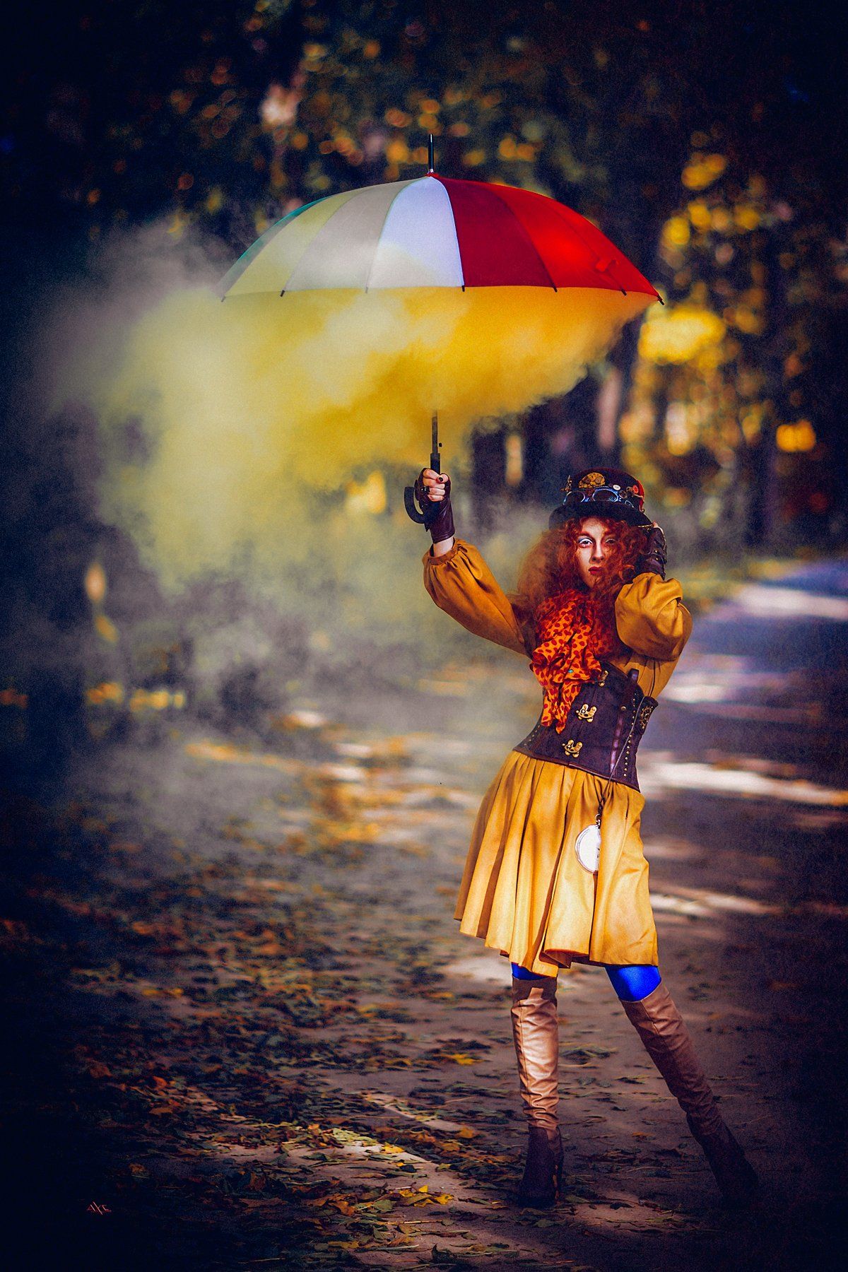 woman, portrait, beauty, fairytale, wonderland, mad hatter, autumn, colors, Руслан Болгов (Axe)