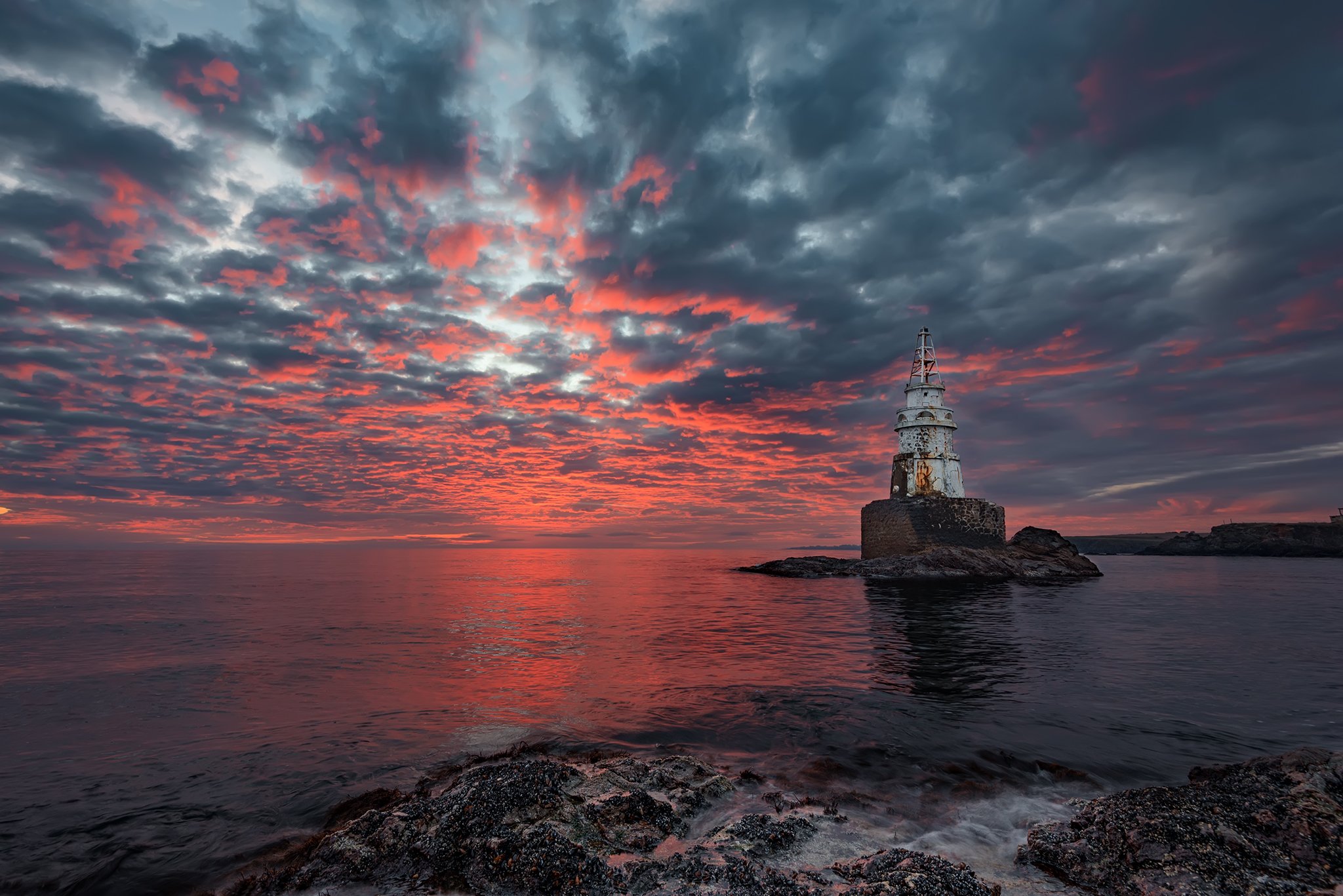 sunrise, clouds, sky, cloudscape, lighthouse, Надя Джевелекова