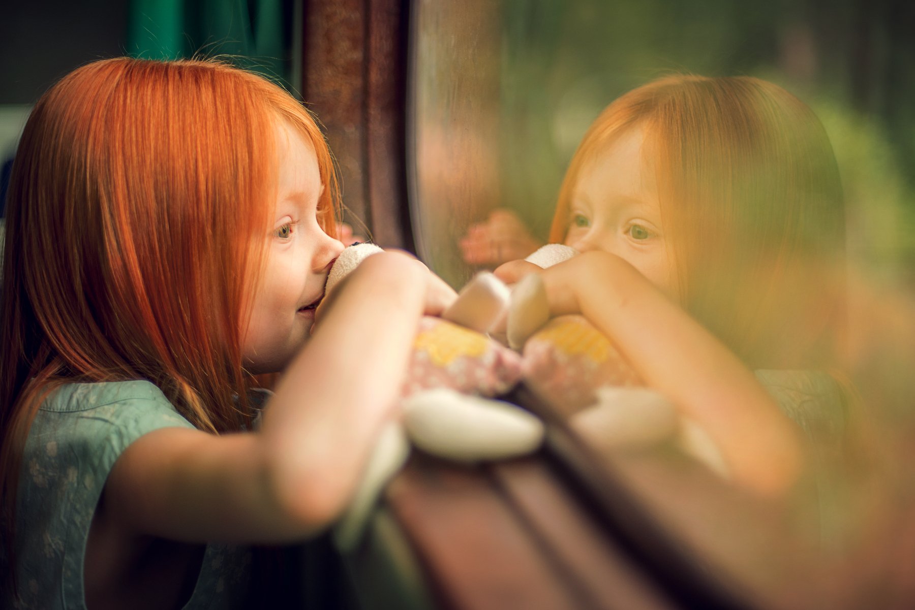 girl, red hair, train, window,eyes, Юлия Таратынова