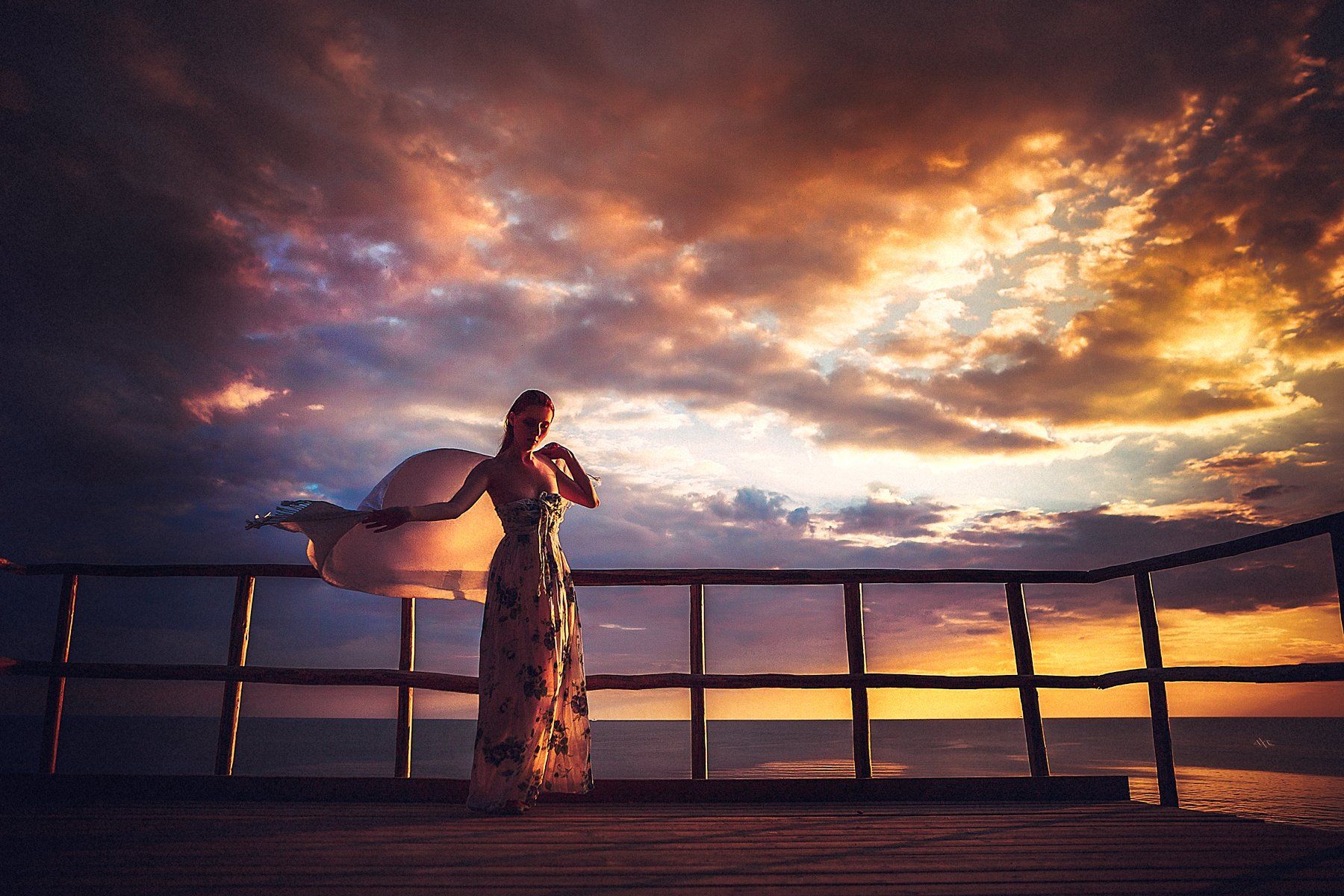 blatic sea, sunset, woman, wind, colors, beauty, Руслан Болгов (Axe)
