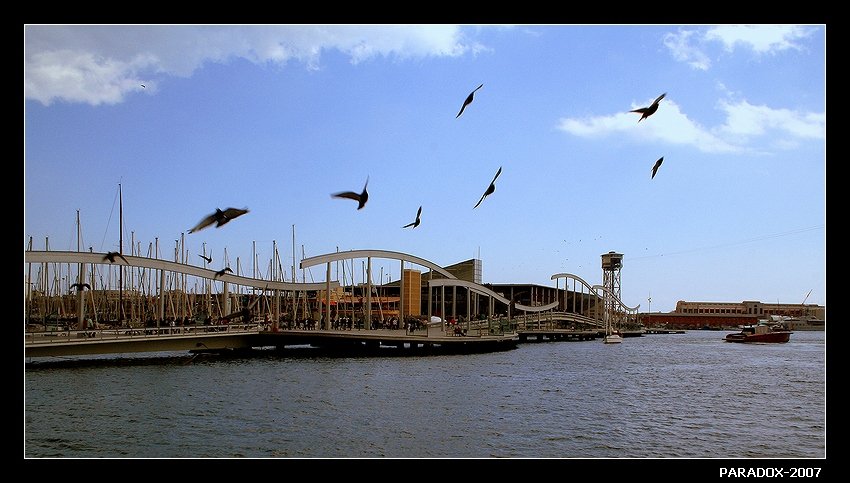 барселона, порт, чайки, мост, PARADOX