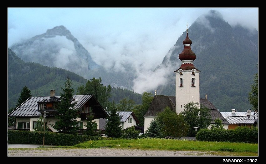 австрия, лофер, альпы,туман, горы, скалы, альпинизм, церковь, paradox, PARADOX
