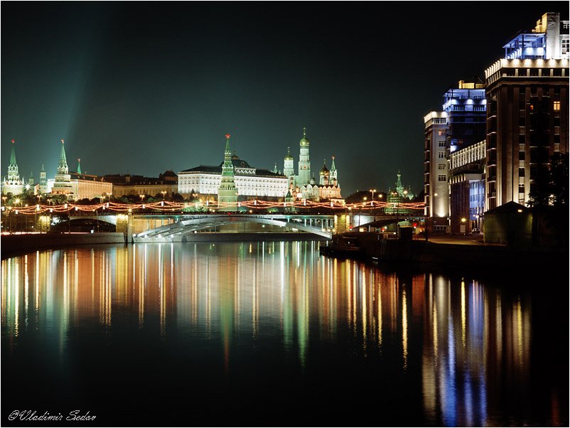 москва город ночь река театр мост кремль, Vladimir Sedov