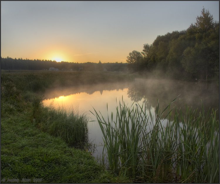 август, лето, утро, рассвет, туман, пейзаж, Андрей Житков