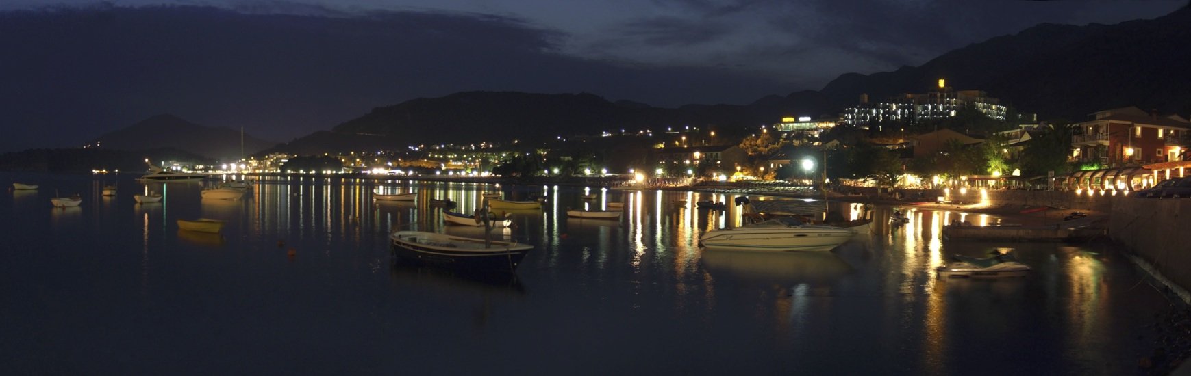 черногория, montenegro, рафаиловичи, море, горы, панорама, ночь, лодки, Андрій Слободян (Dorian)