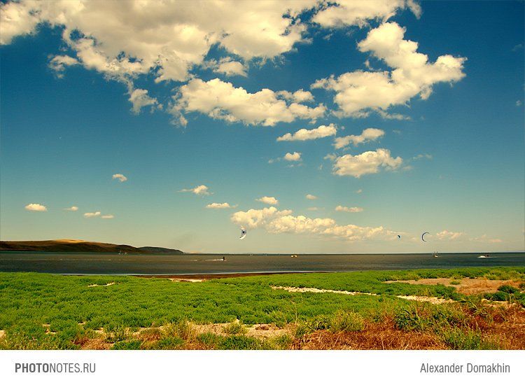 азовское море, море, пейзаж, горы, небо, облака, серферы, photonotes.ru, Alex Domakhin