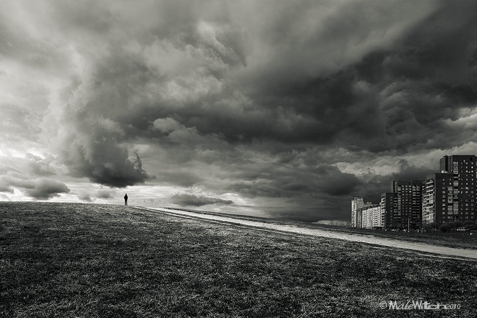 пейзаж, облако, небо, монохром, sky, cloud, landscape, b&w, Максим Малевич