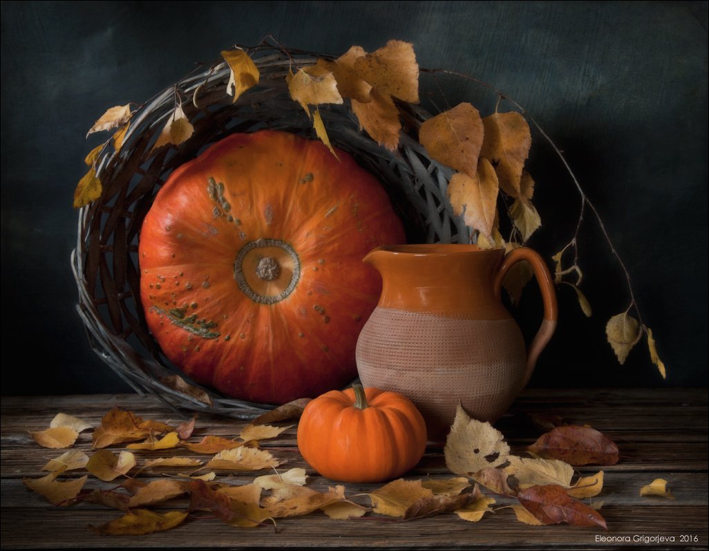 осень, листопад, ноябрь, тыква, корзина, натюрморт, Eleonora Grigorjeva