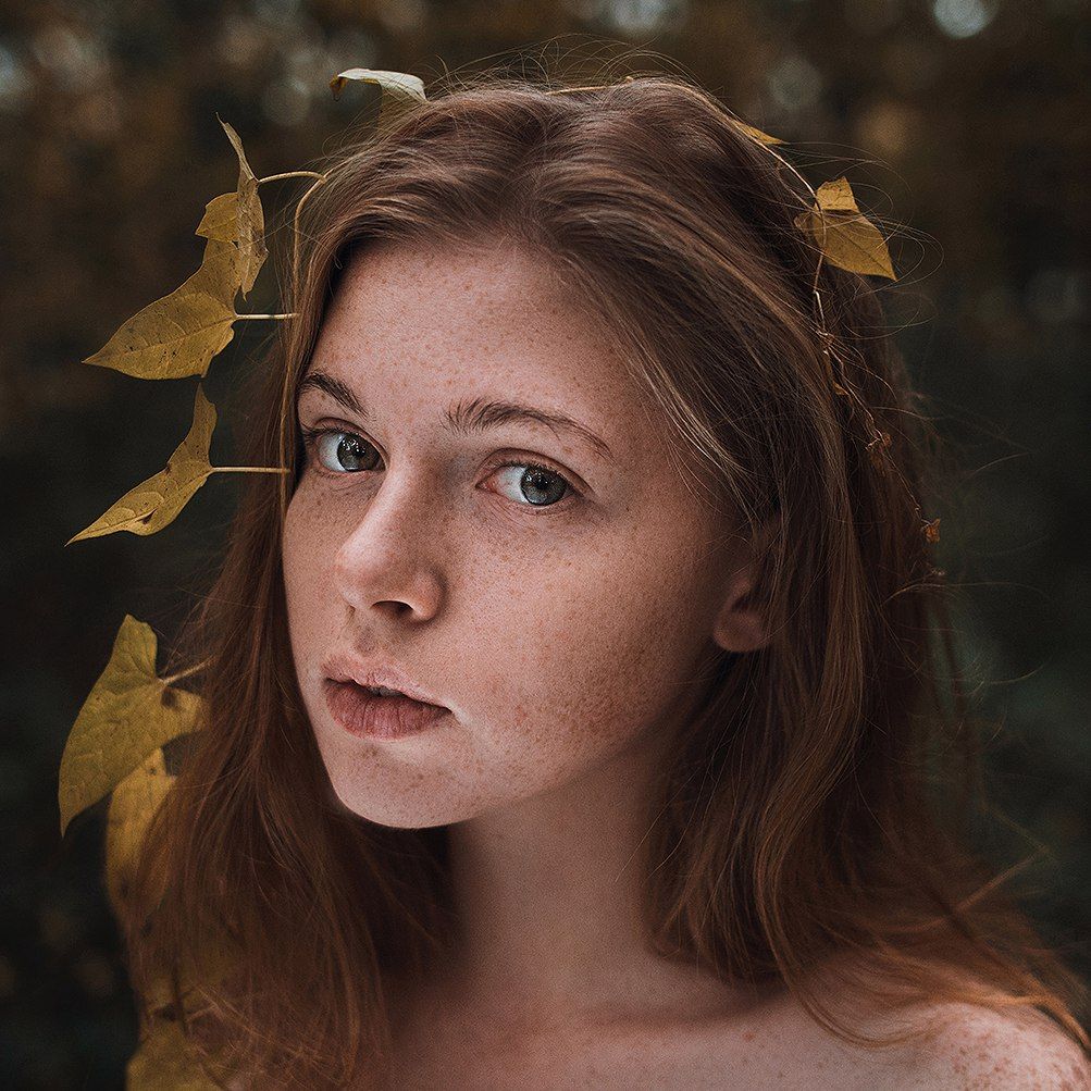 девушка, лес, портрет, глаза, цвет, Mike Batenev