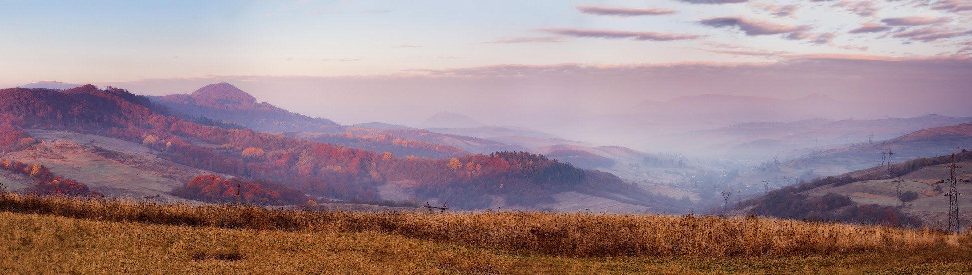 Горы, Карпаты, Ноябрь, Осень, Панорама, Рассвет, Утро, Вейзе Максим