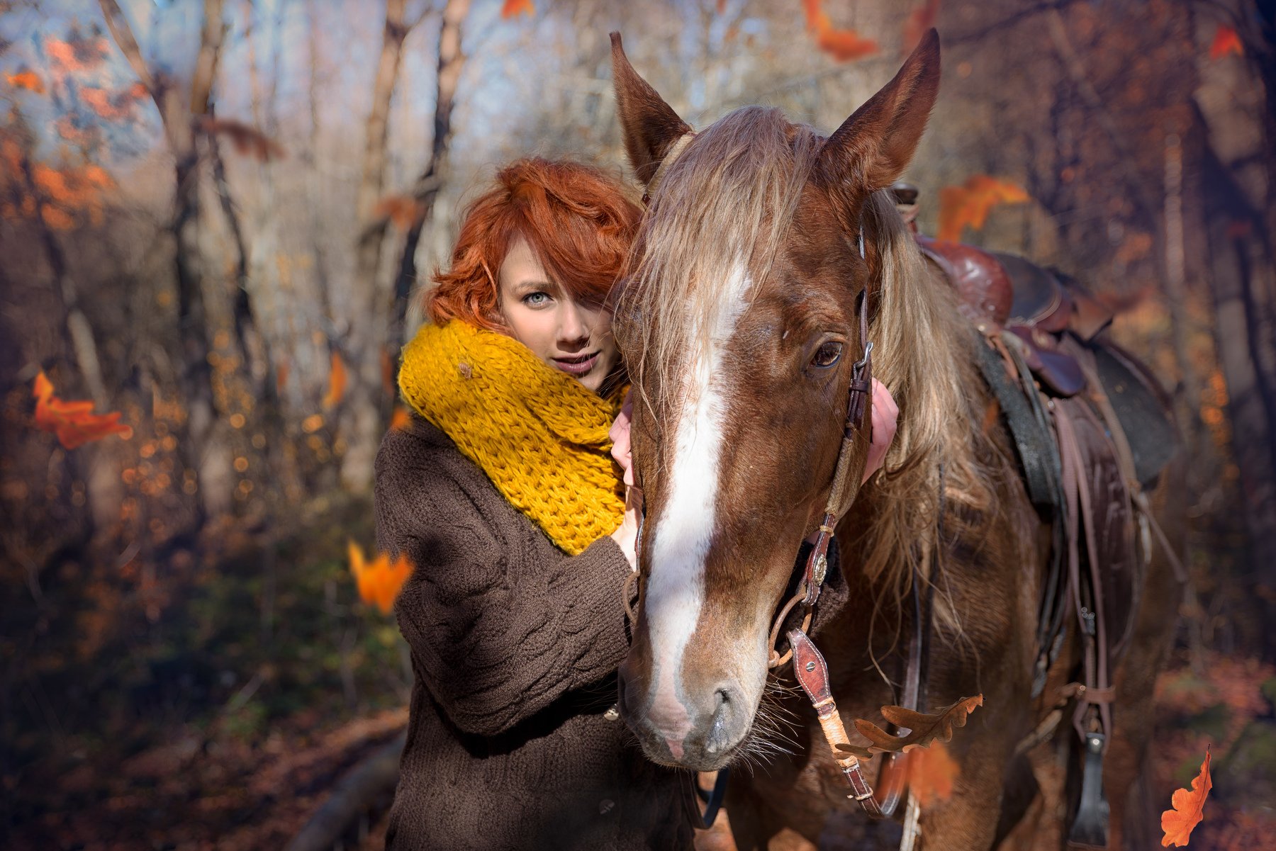 Фотосессия с рыжим конем