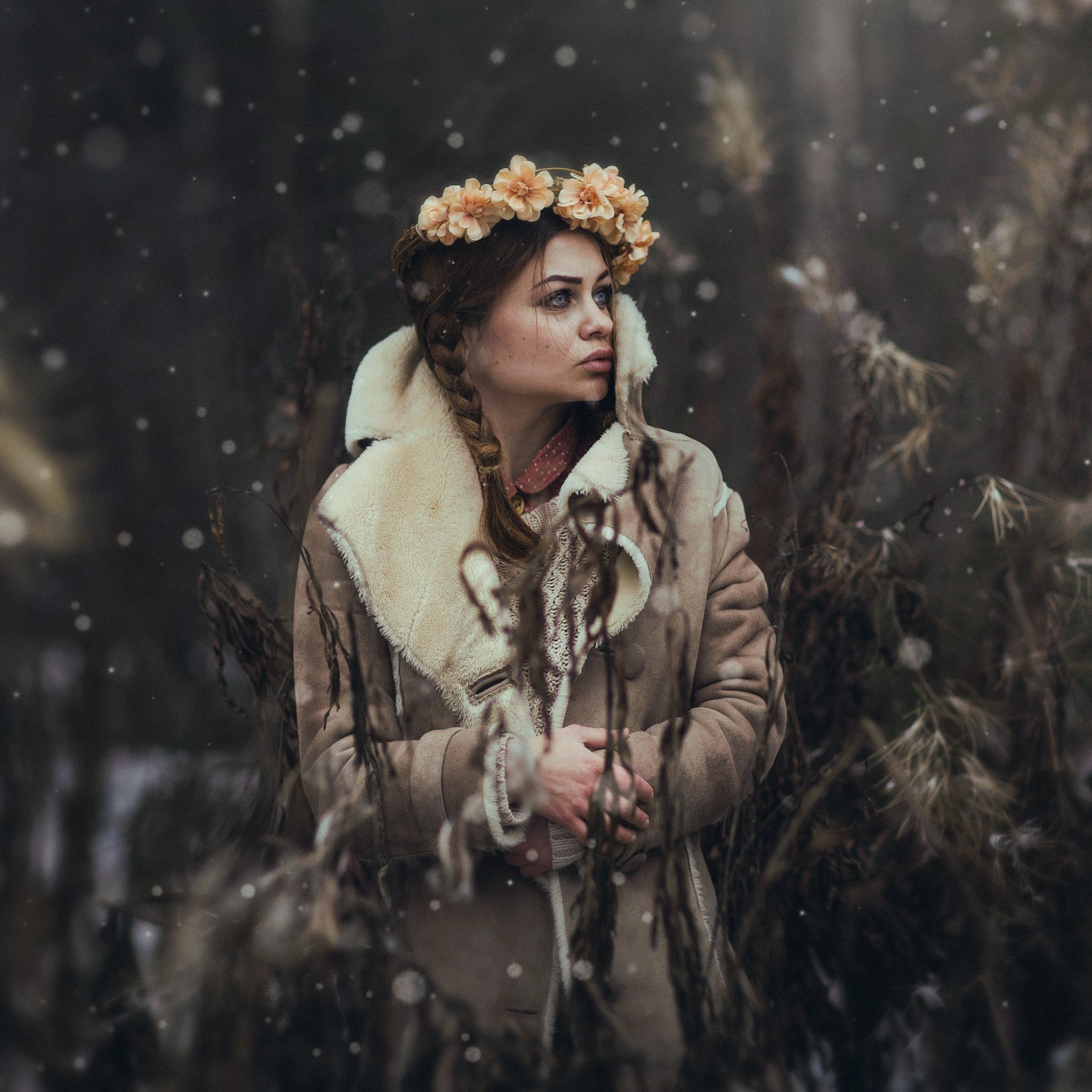 осень, снег, девушка, холодно, Виталий Гуляев