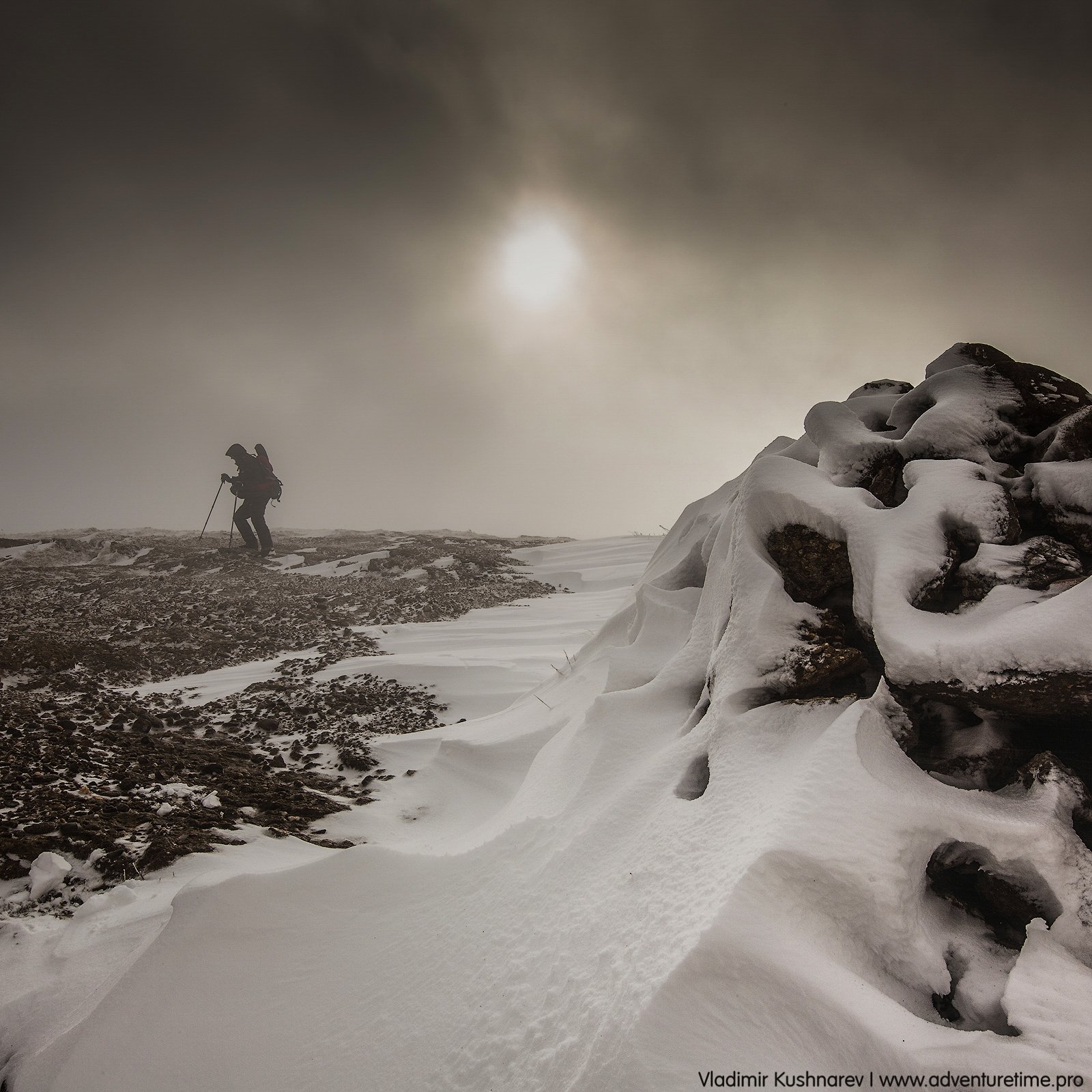 пейзаж, крым, рассвет, солнце, снег, шторм, горы, Vladimir Kushnarev