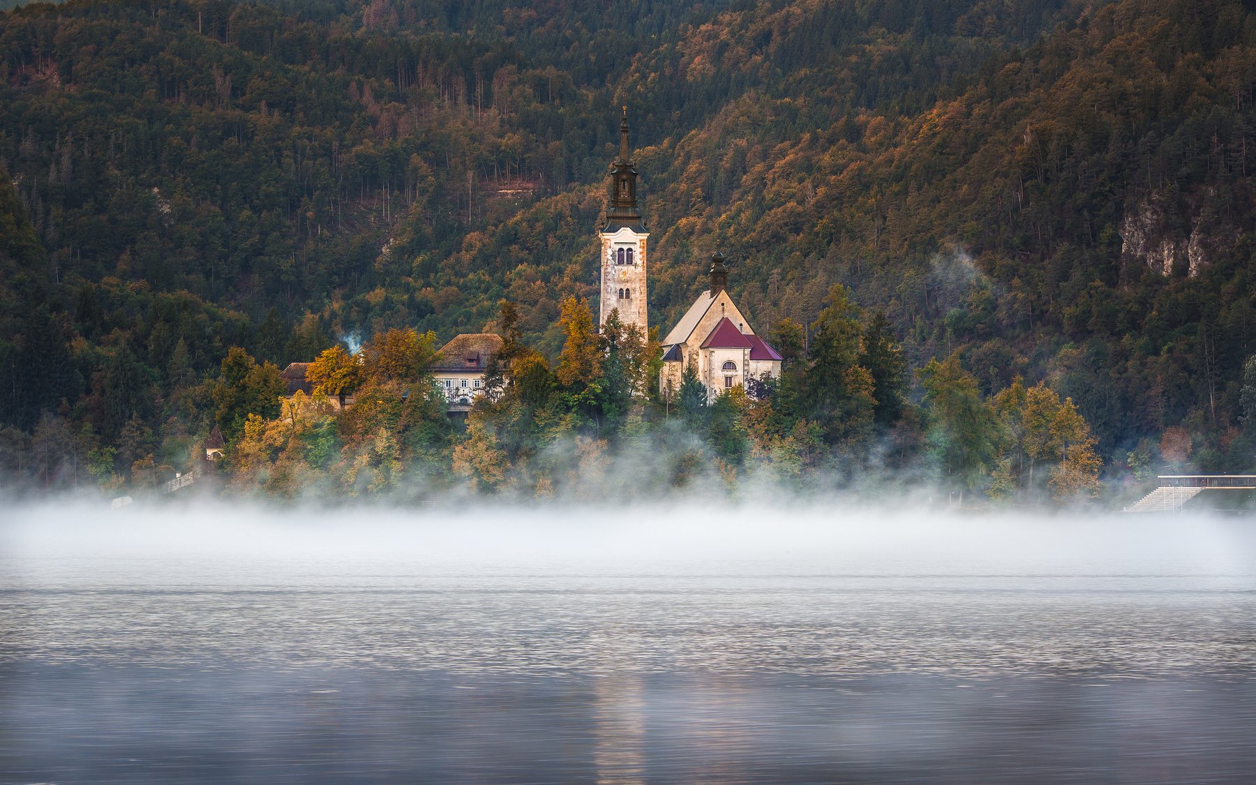 утро озеро остров, Александр Куренной