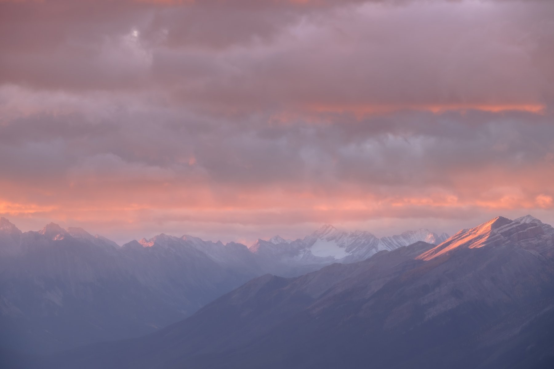 Canada, Alberta, Banff, Rockbound, sunrise, clouds, pink, Денис Семенов