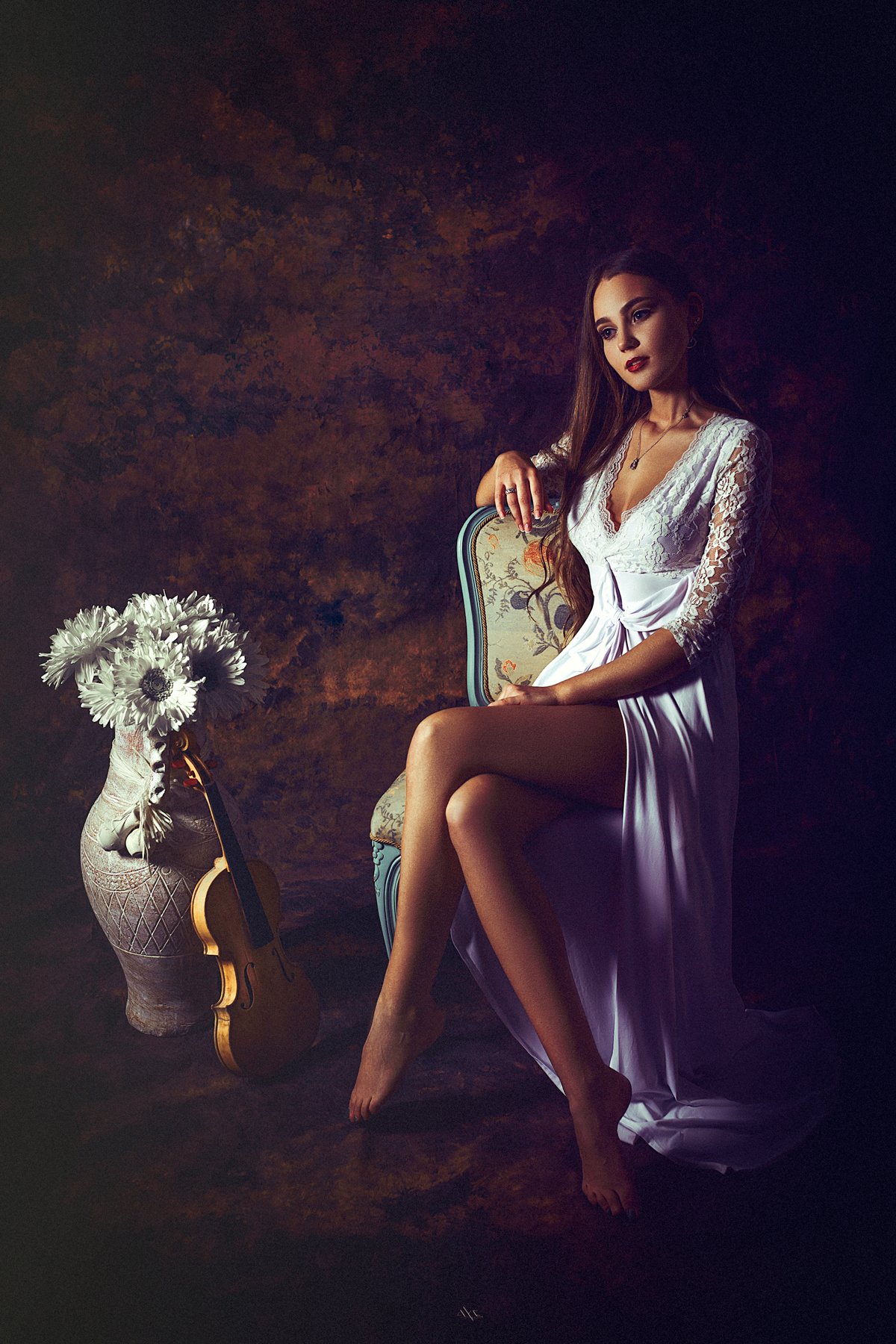 woman, portrait, violin, dress, beauty, Руслан Болгов (Axe)