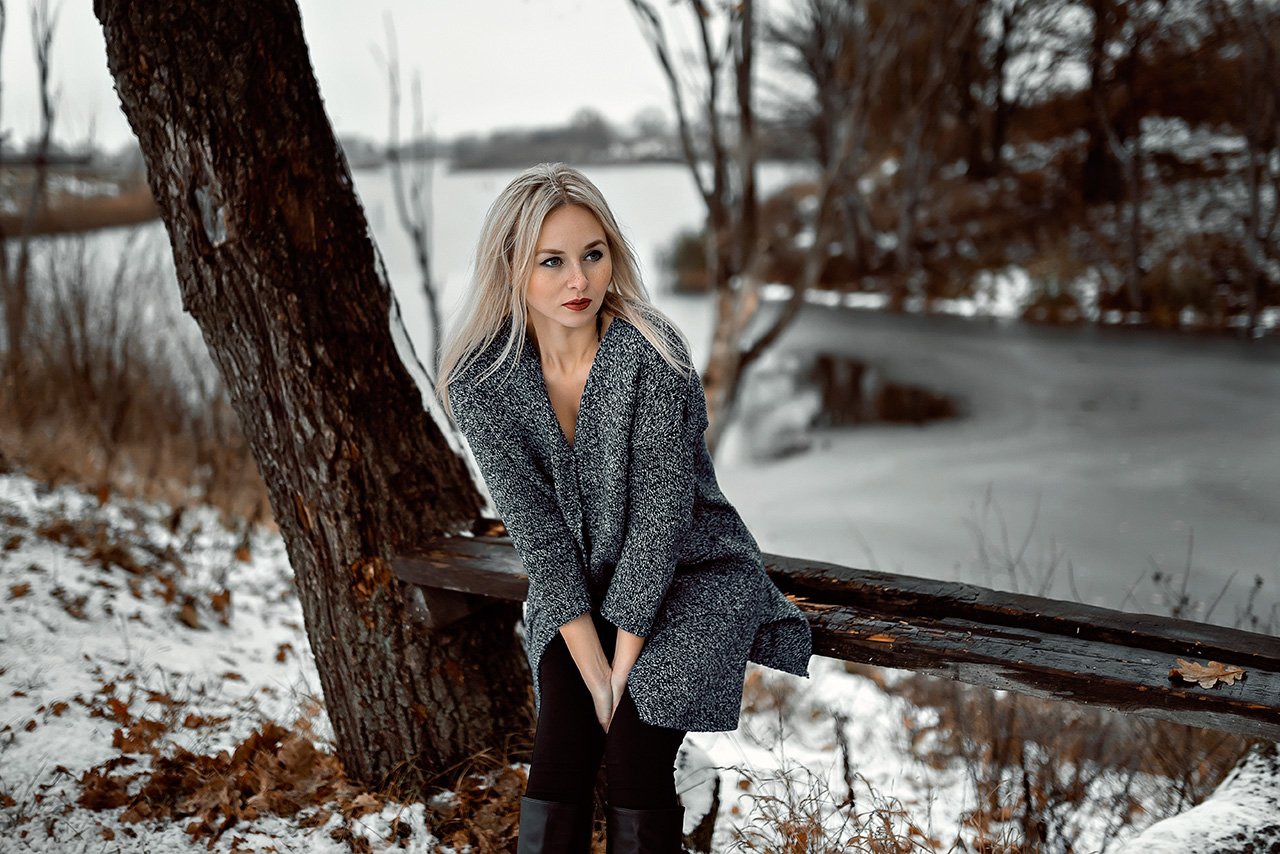 девушка,осень,35мм,взгляд,холод,деревья,озеро,вода,, AlexeyAsoskov