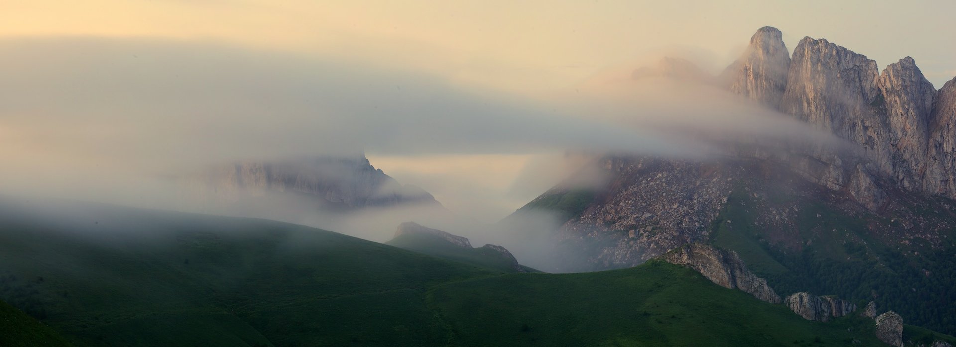 природный парк большой тхач рассвет горы кавказ утренний туман ачешбоки, Никифоров Егор