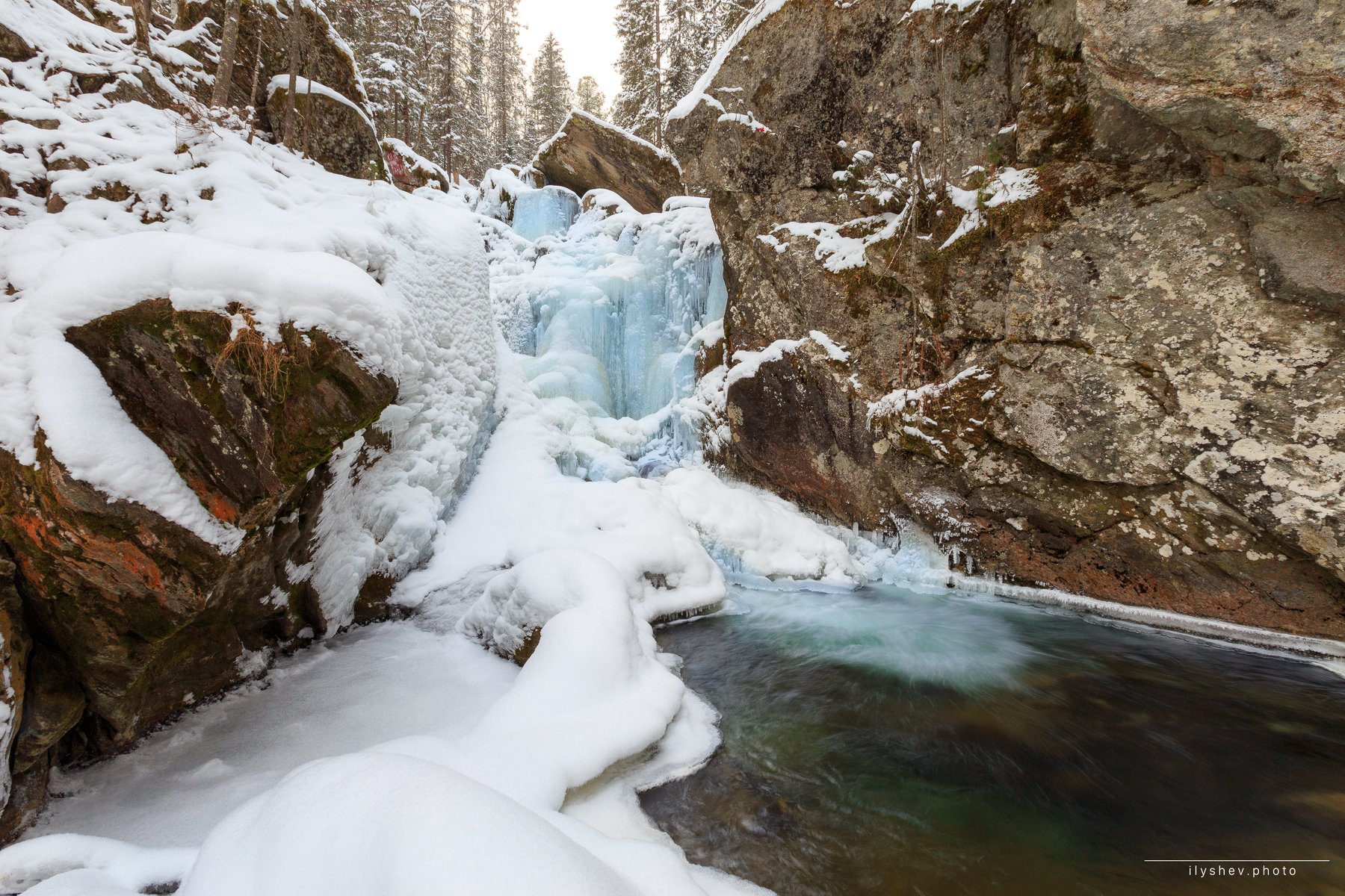 водопад, осень, лед, урал, пейзаж, природа, река, жигалан, Dmitry Ilyshev