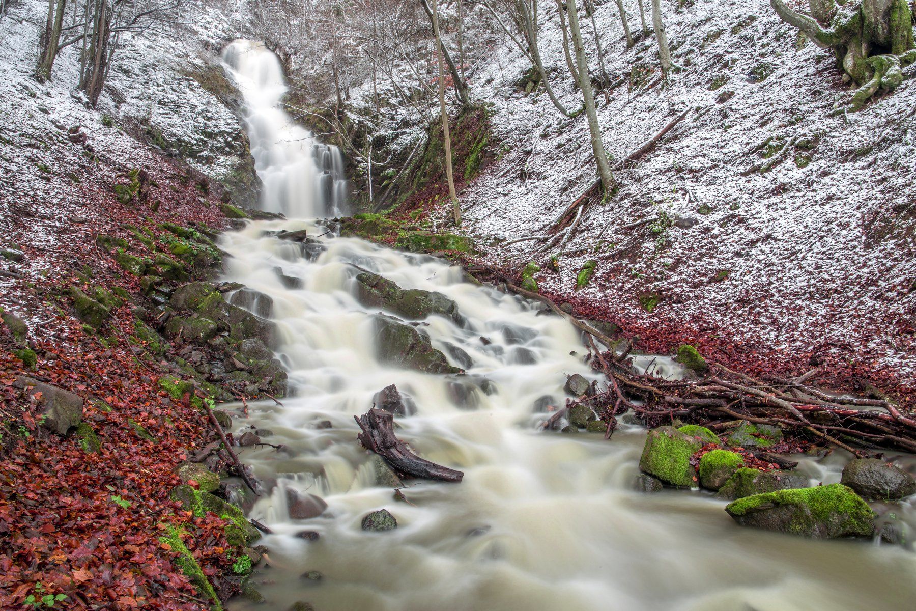 waterfall,winter,cold,trees,waterscapes, Marius Turc