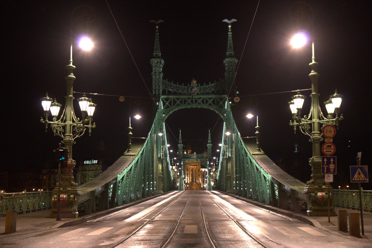 Будапешт, мост, ночь, свет, знаки, линии, valeko