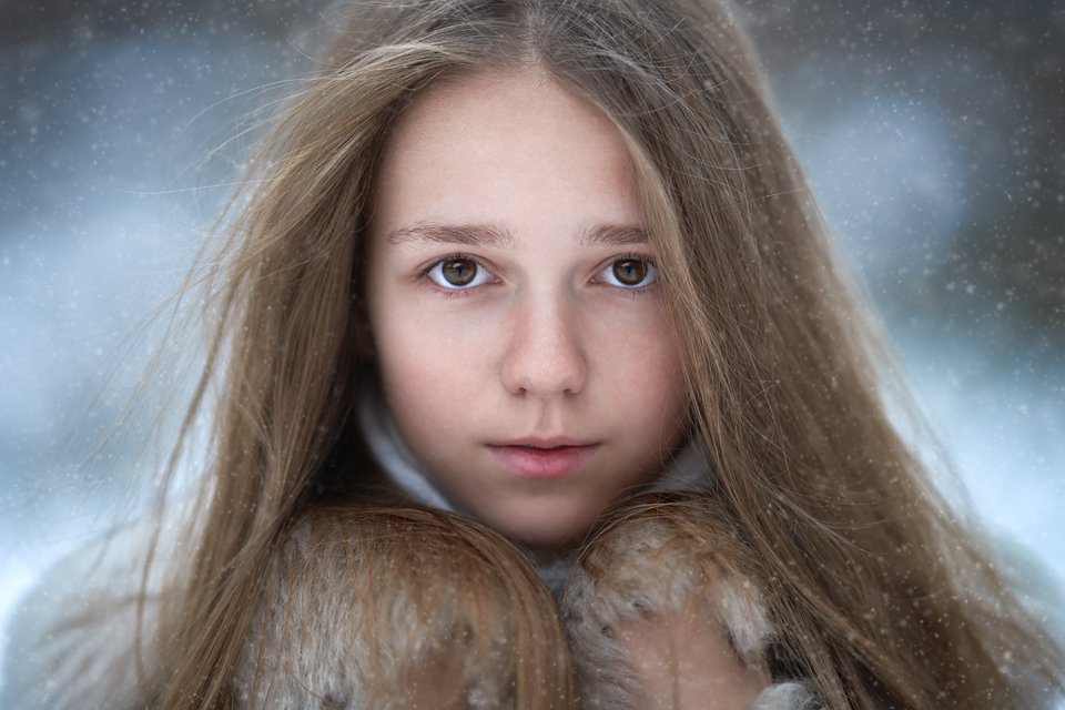портрет, глаза, снег, Анастасия Крылова