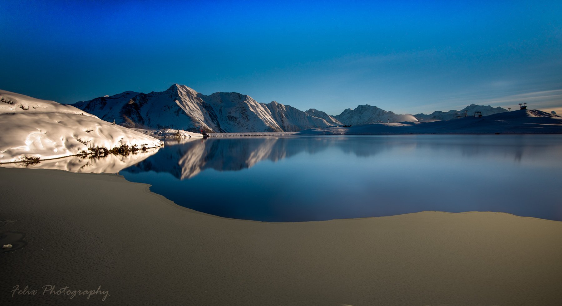 lake,mountains,bettmersee,long exposure blue hour, Felix Ostapenko
