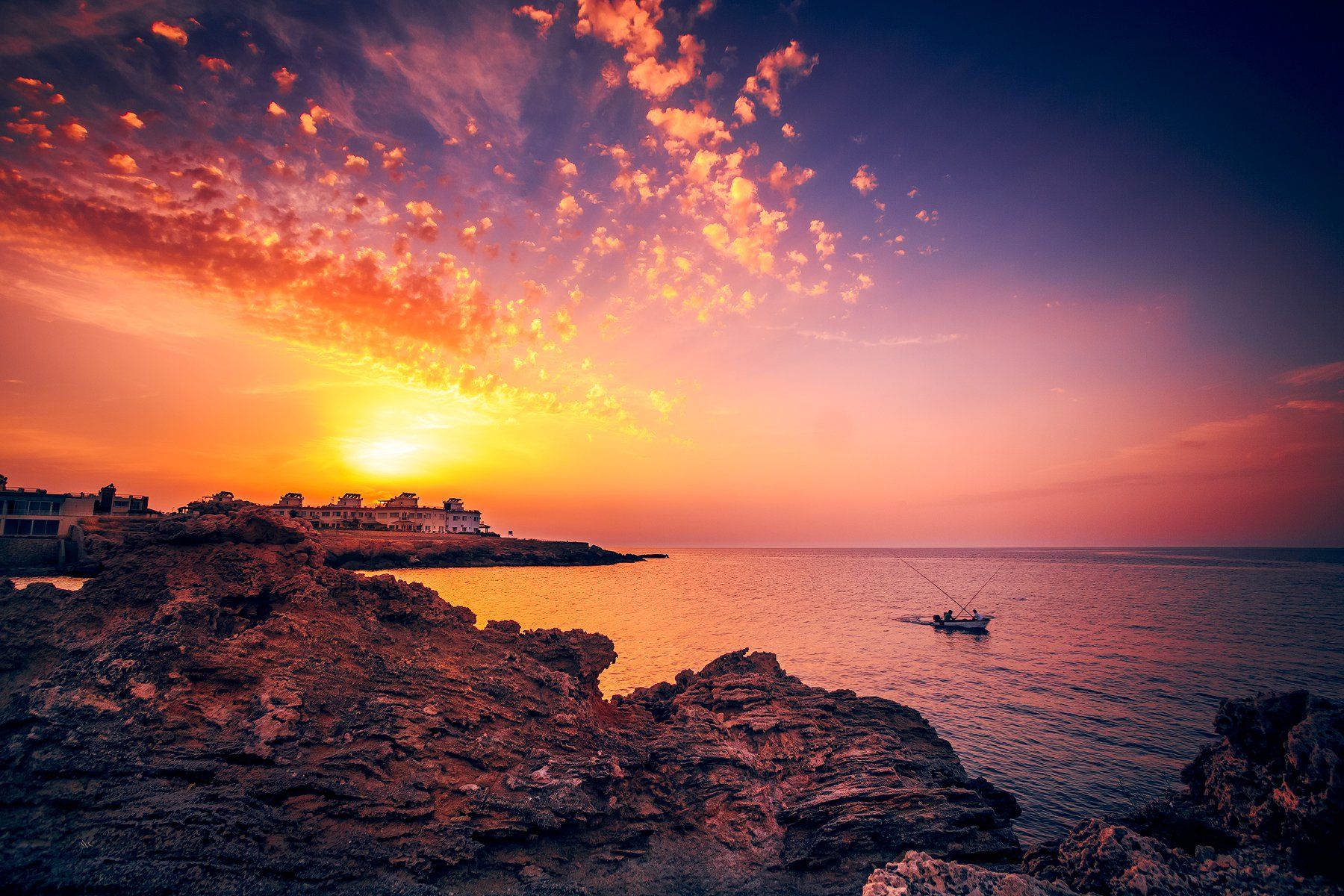 cyprus, sunset, colors, boat, Руслан Болгов (Axe)