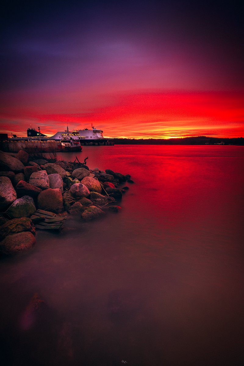 sunset, colors, red, terminal, vessel, klaipeda, Руслан Болгов (Axe)