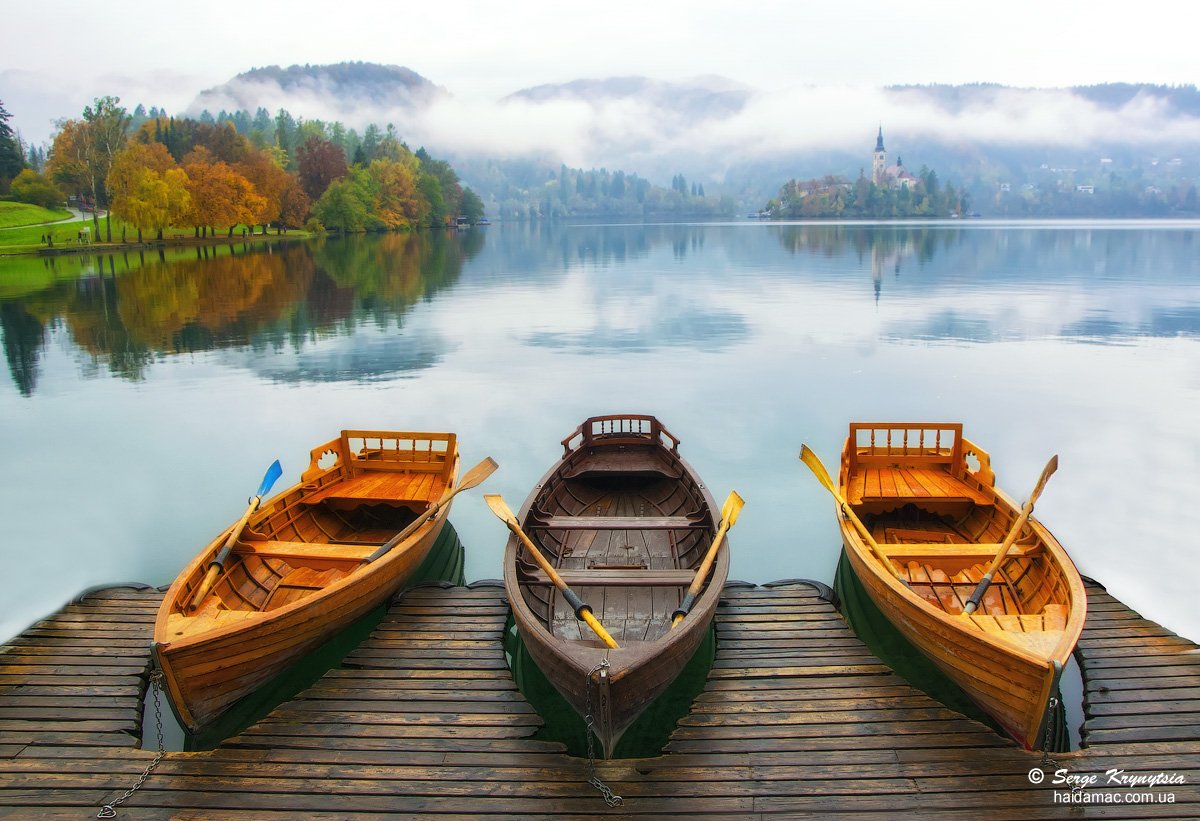 slovenia, bled, boats, calm, lake, tranquility, autumn, Haidamac
