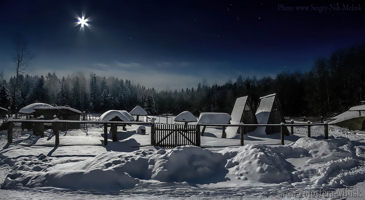 беларусь, звезды, зима, луна, мороз, ночь, снег, Melnik-oy Serg-N-