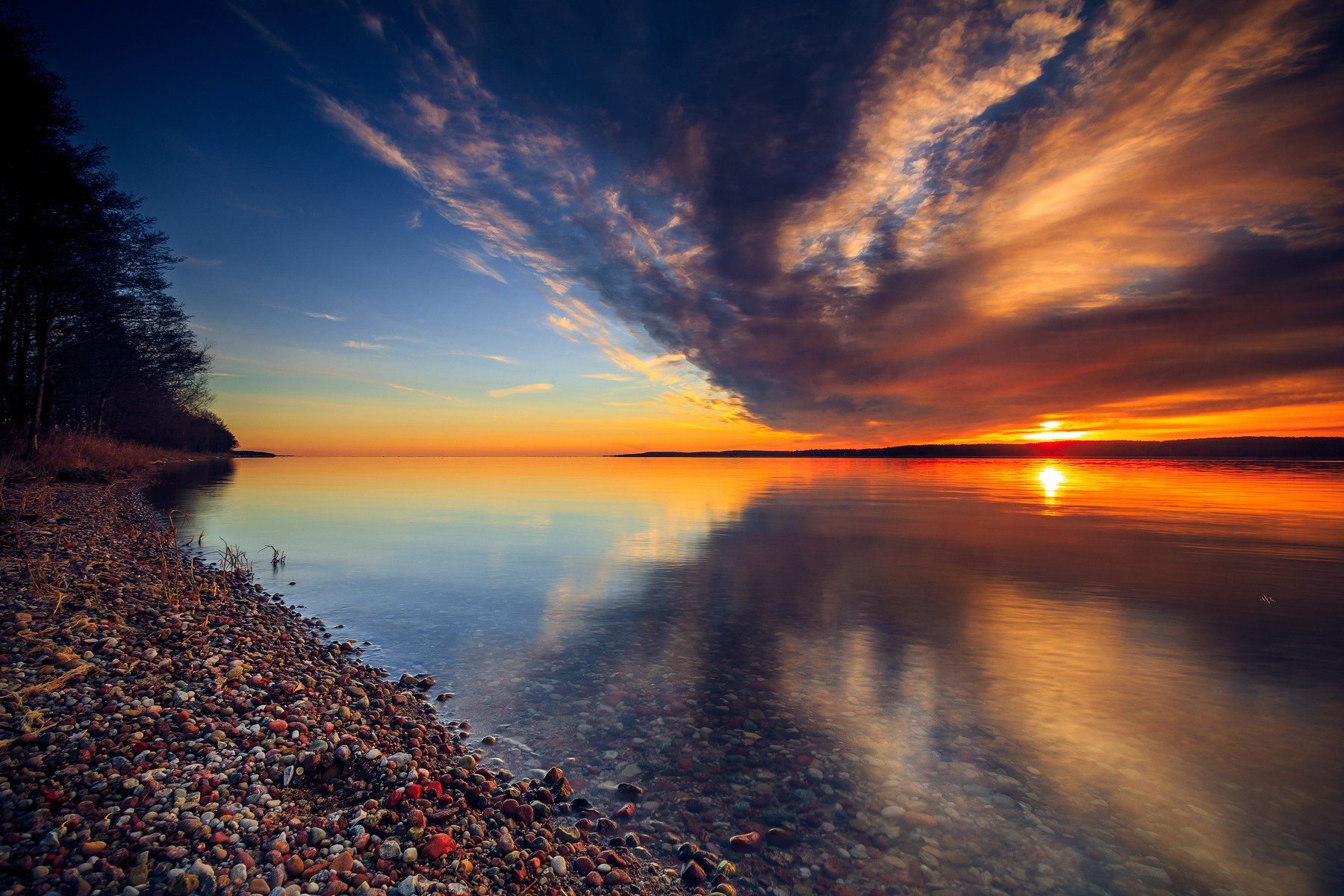 sunset, colors, calm, sun, reflection, curonian gulf, Руслан Болгов (Axe)