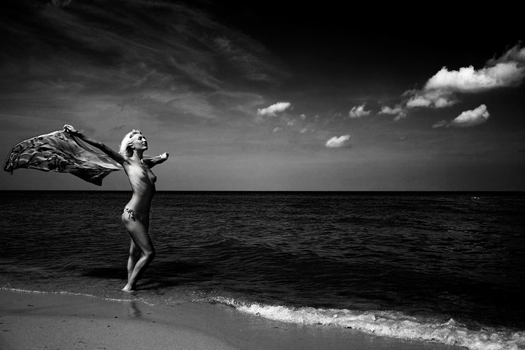 море, девушка, ветер, берег, балтика, калининград, Roman Tarasoff