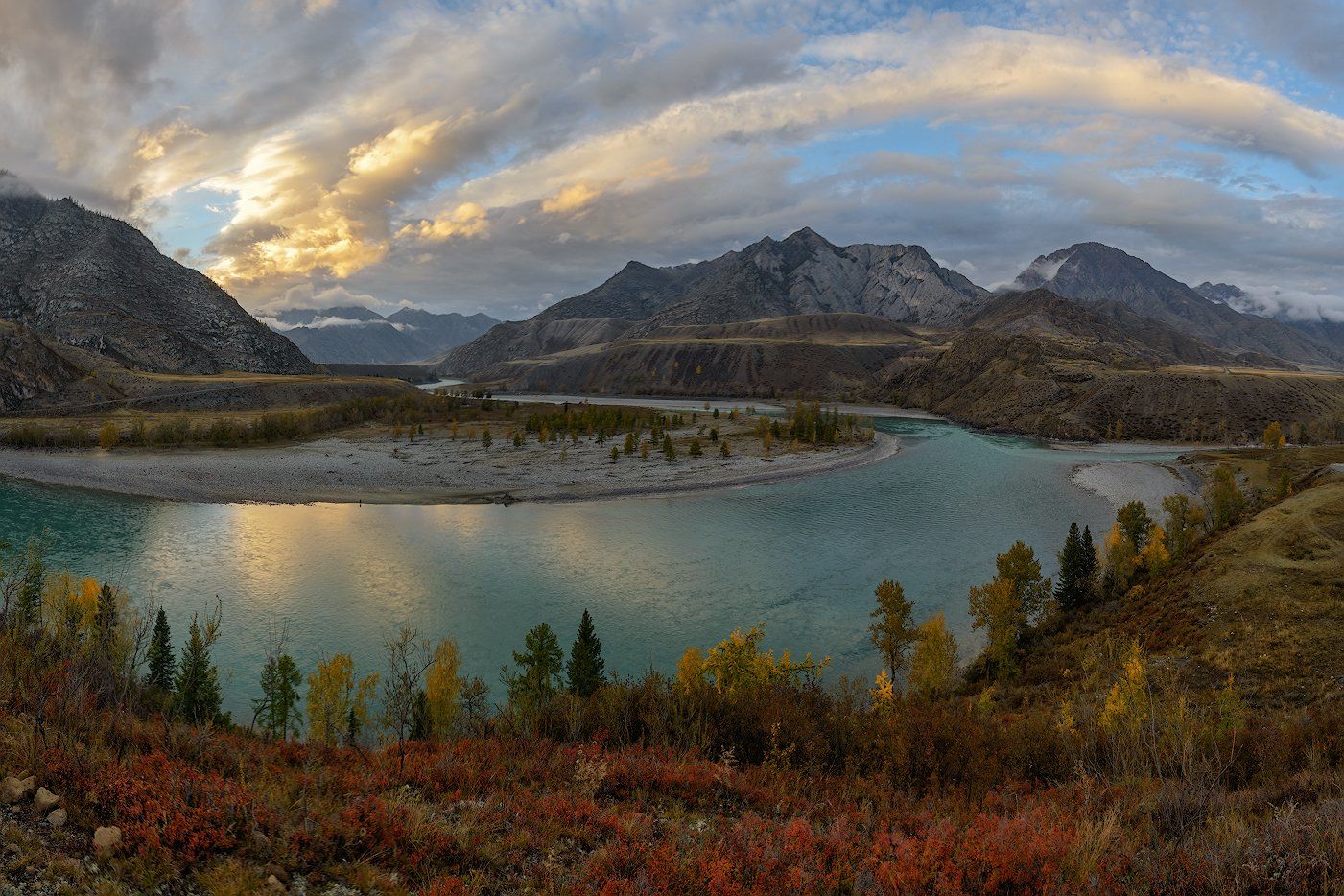 пейзаж, осень, алтай, река, небо, облака, Dmitriy  Baginskiy