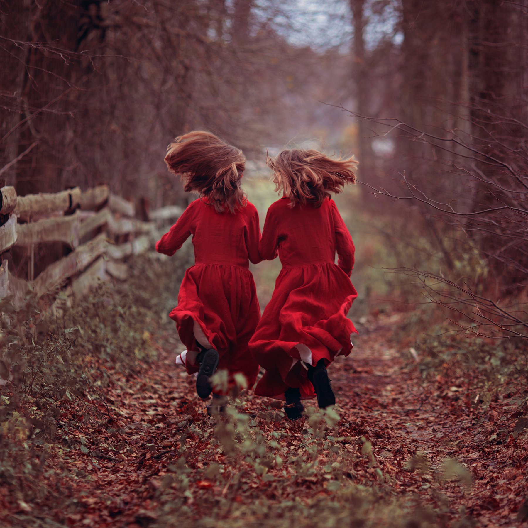 girl, girls, twin, forest, portrait, Irma