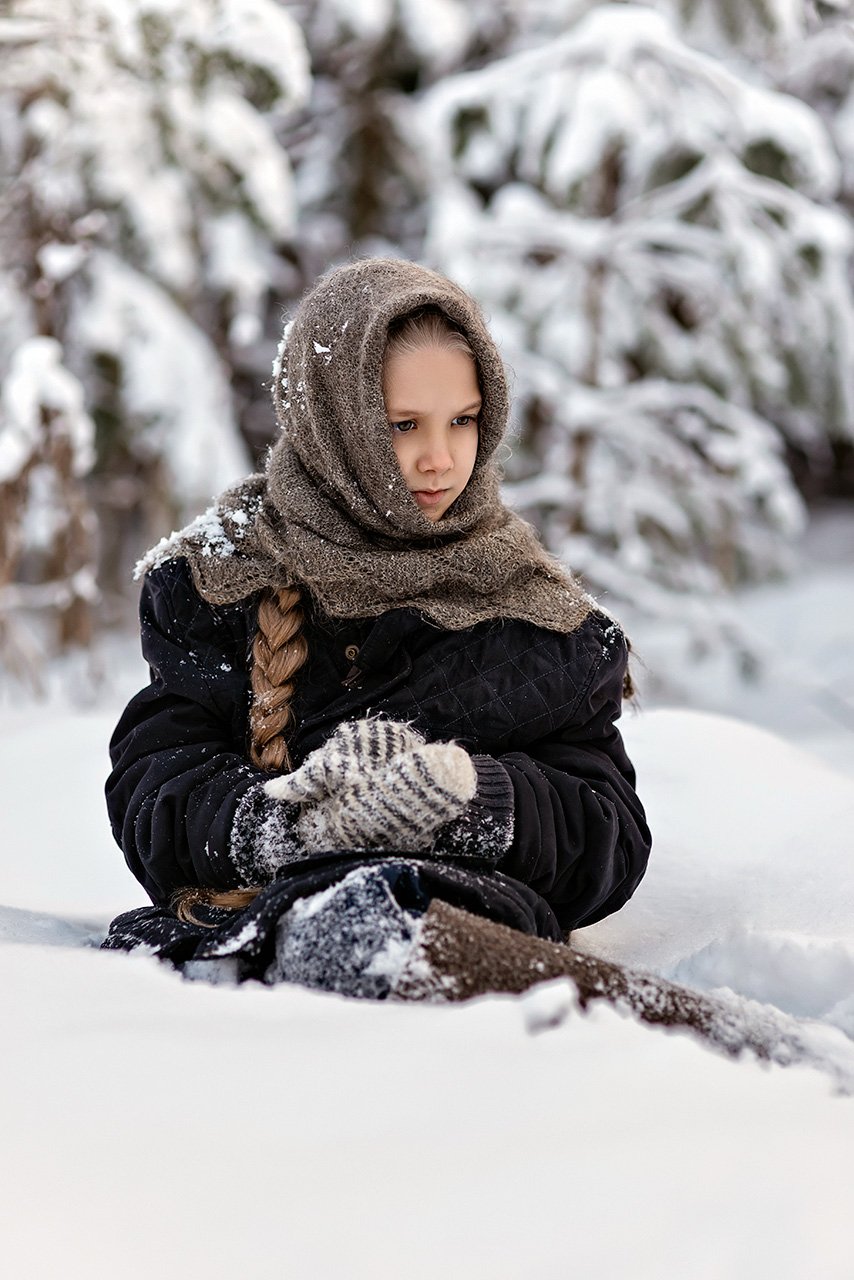девочка,зима,снег,холодно,85мм,лес,ель,деревья,nikon, AlexeyAsoskov