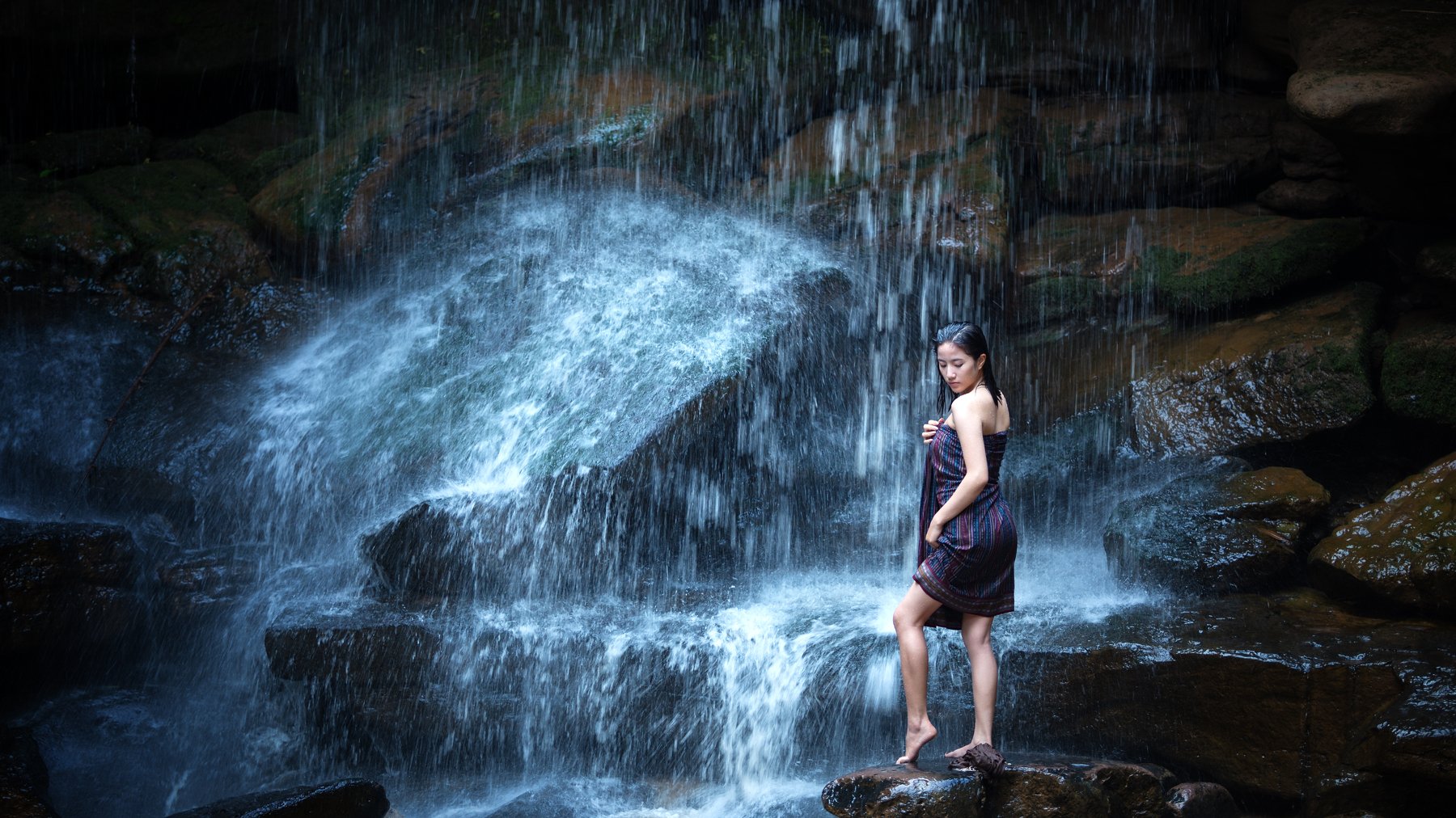 women,cool,portrait,laos,thai,beauty,waterfall,asia,, SUTIPORN SOMNAM