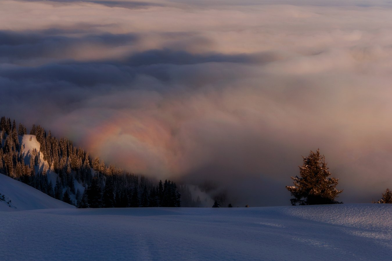 горы, зима, туман, облака, Ольга Кулакова