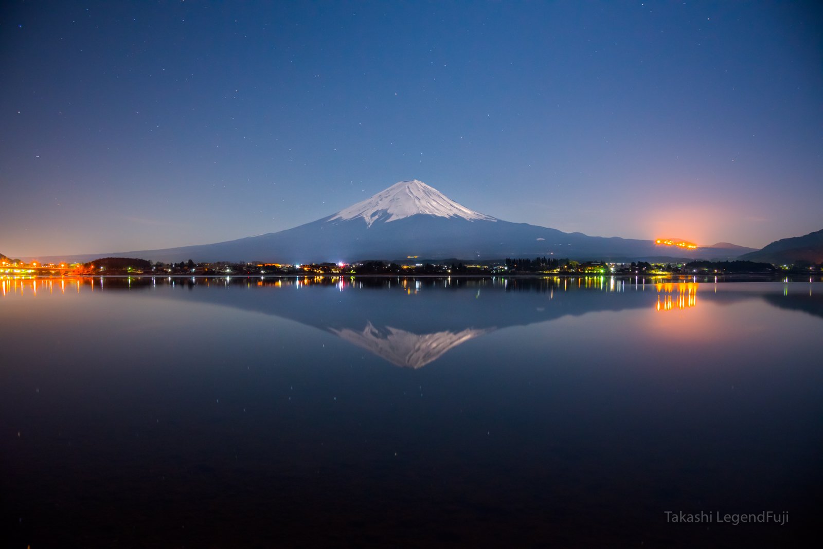 Fuji,mountain,Japan,night,lake,water,moon,reflection,beautiful,snow, Takashi