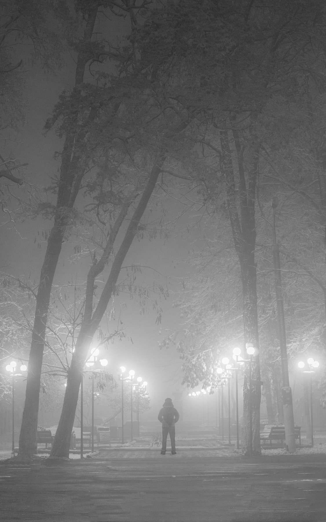 туман, фонари, ночь, ночной пейзаж, силуэт, fog, foggy, cityscape, lanterns, Марат Сайранбаев