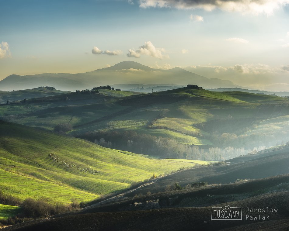 italy, countryside, rural, tuscany, nature, house, green, landscape, hill, spring, italian, meadow, cypress, beauty, tuscan, idyllic, country, agriculture, tree, farmhouse, peaceful, scenic, morning, view, summer, scene, italia, haze, europe, fog, garden,, Jarek Pawlak